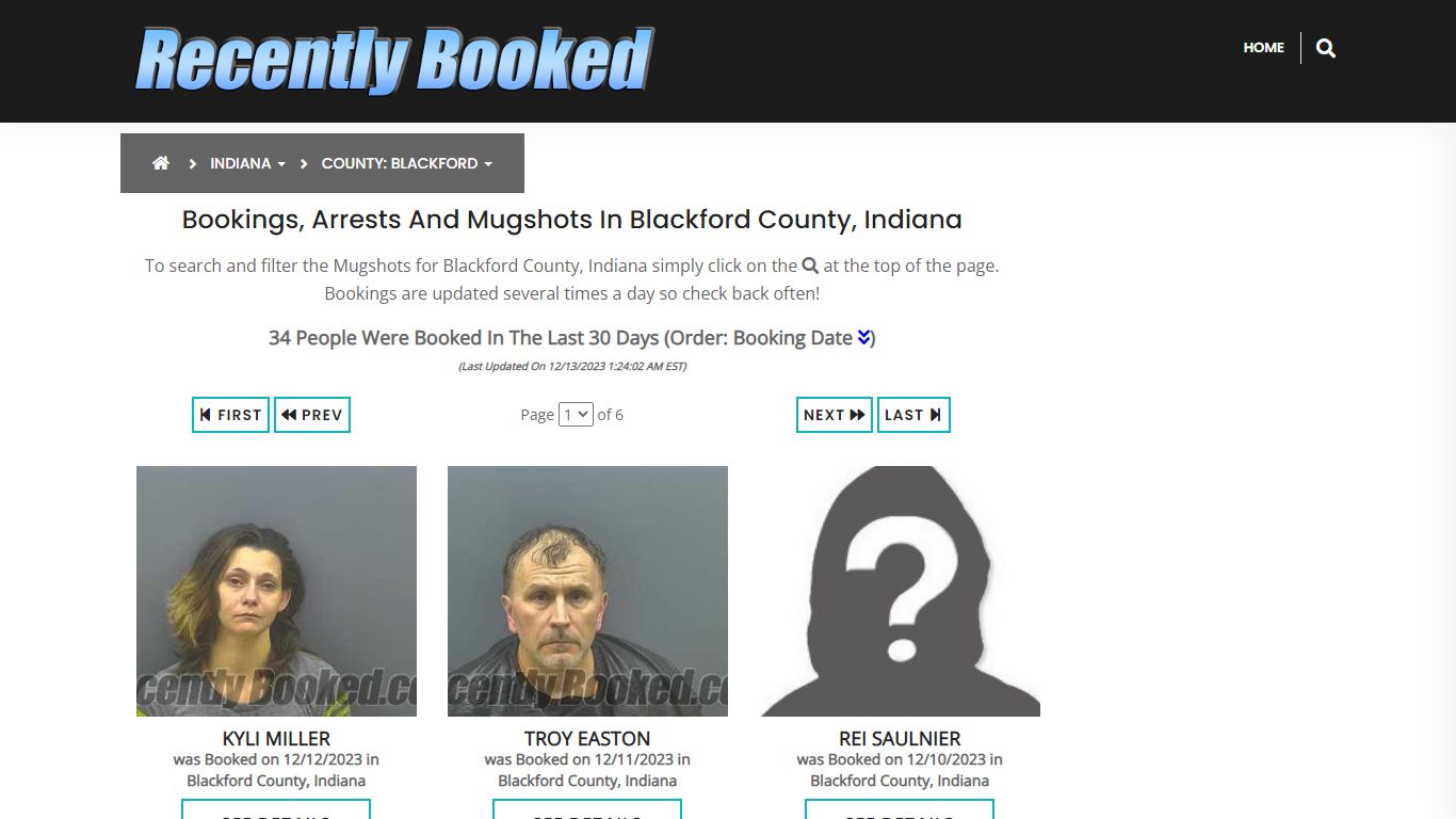 Bookings, Arrests and Mugshots in Blackford County, Indiana